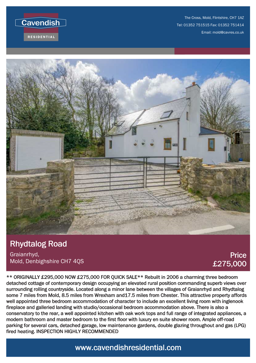 Rhydtalog Road Graianrhyd, Price Mold, Denbighshire CH7 4QS £275,000