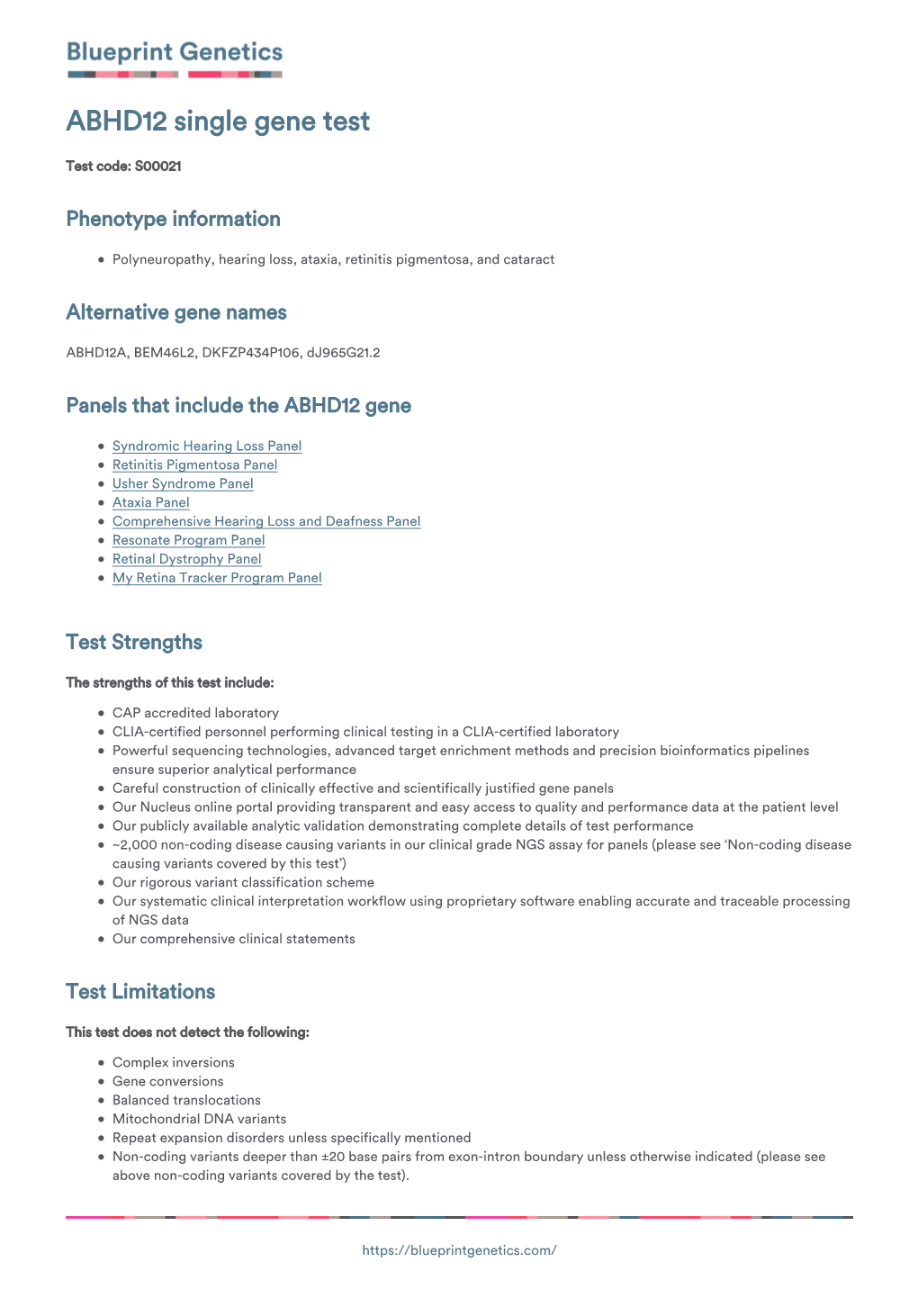 Blueprint Genetics ABHD12 Single Gene Test