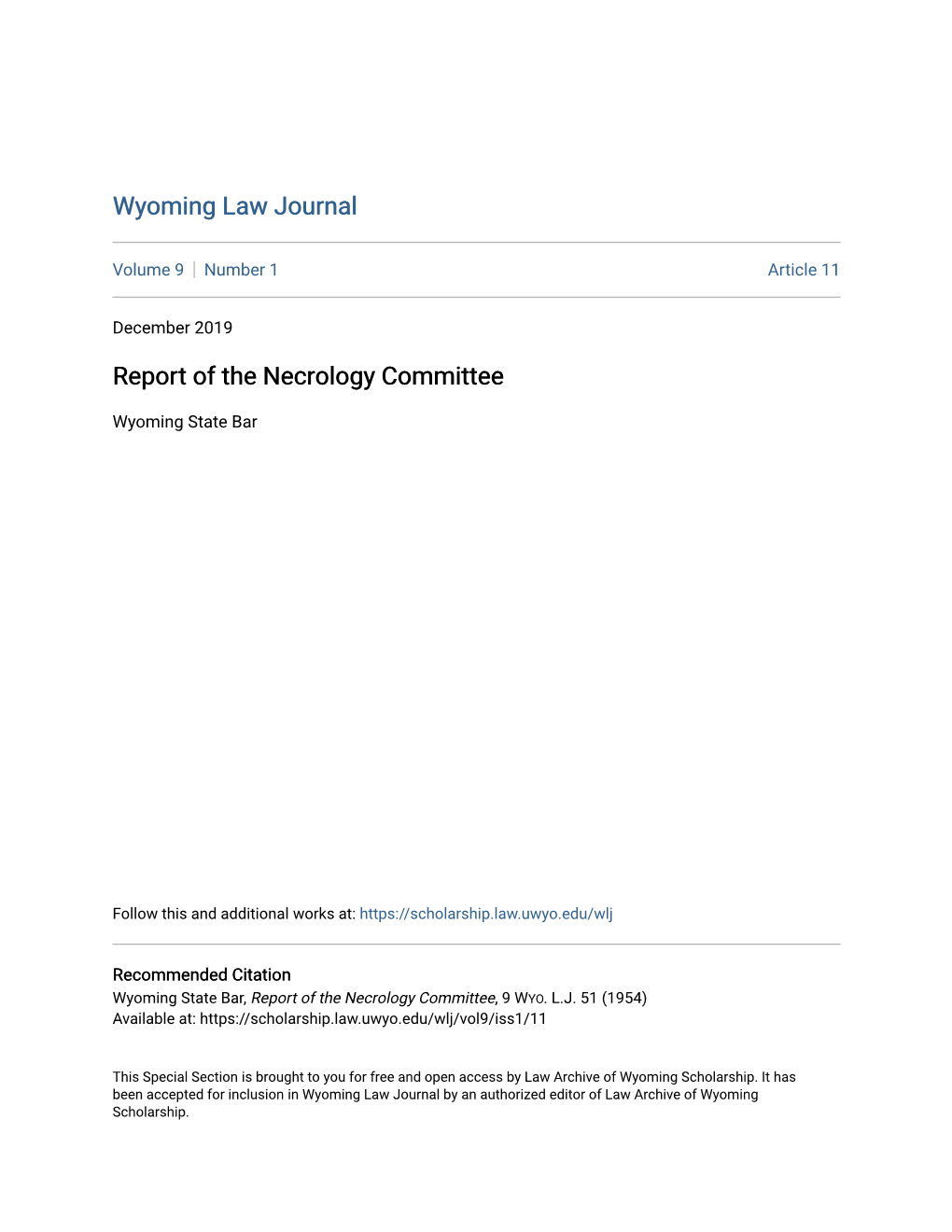 Report of the Necrology Committee