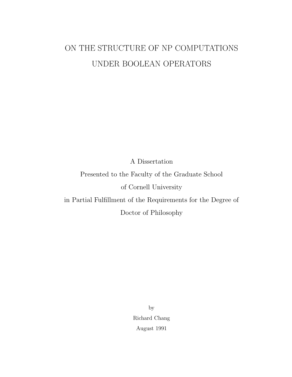 On the Structure of Np Computations Under Boolean Operators