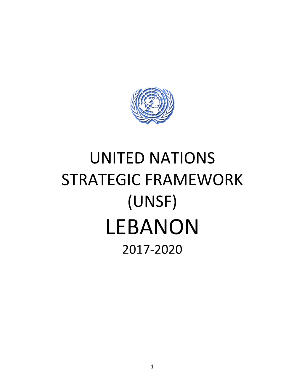 UN Strategic Framework (UNSF) Lebanon 2017-2020