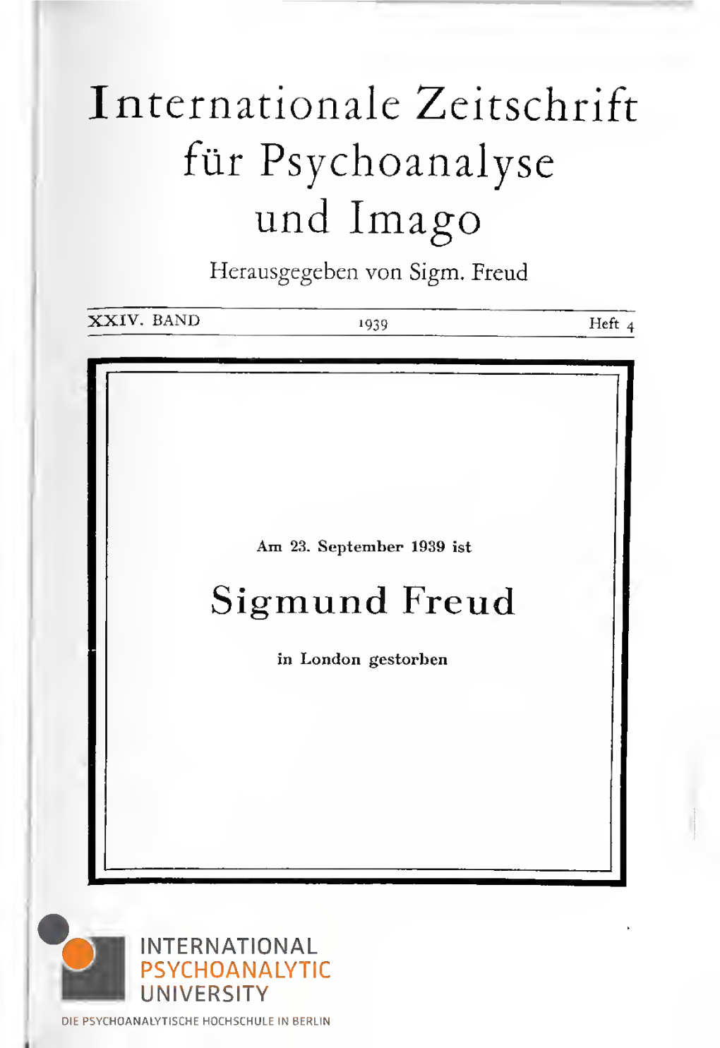 R Psychoanalyse Und Imago XXIV 1939 Heft 4