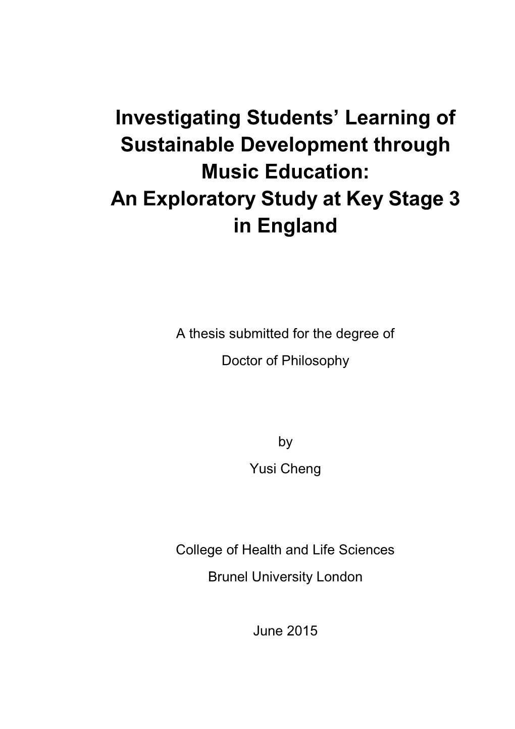 Investigating Students' Learning of Sustainable Development Through