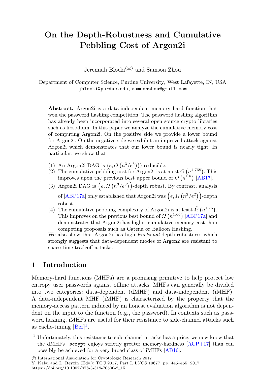 On the Depth-Robustness and Cumulative Pebbling Cost of Argon2i