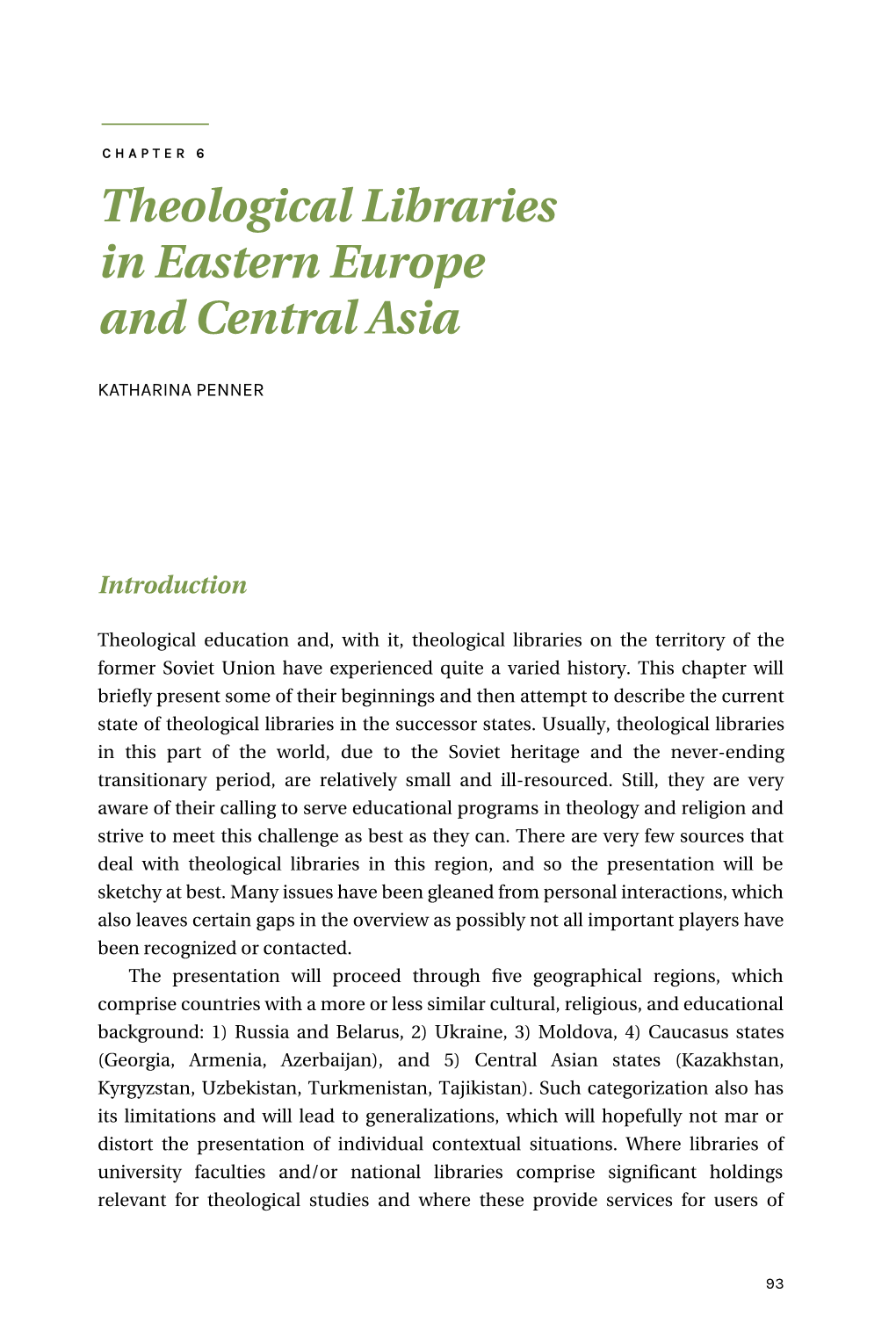 Theological Libraries in Eastern Europe and Central Asia