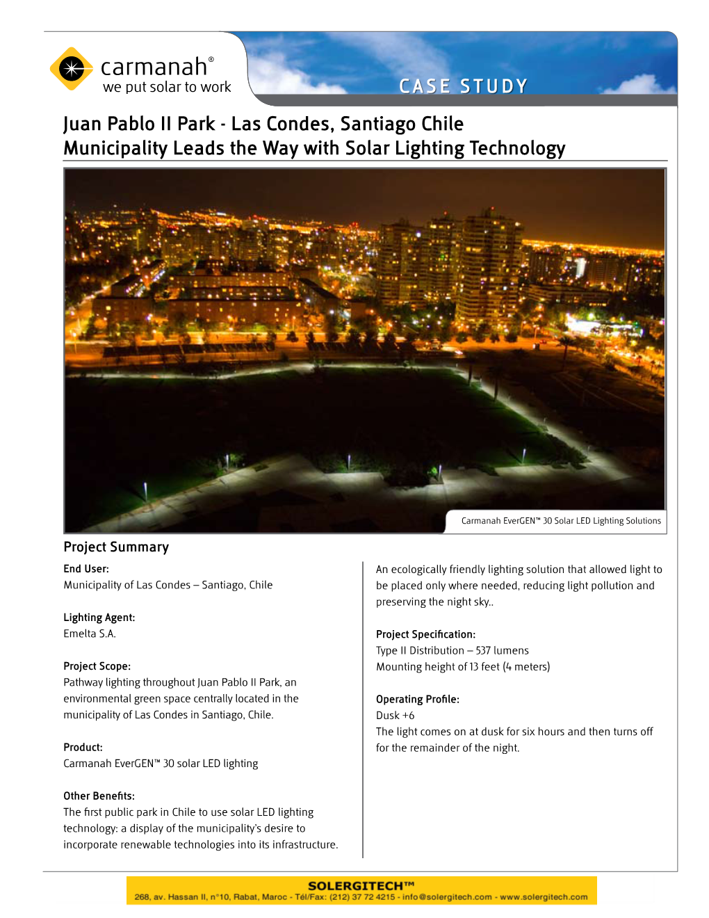 Las Condes, Santiago Chile Municipality Leads the Way with Solar Lighting Technology