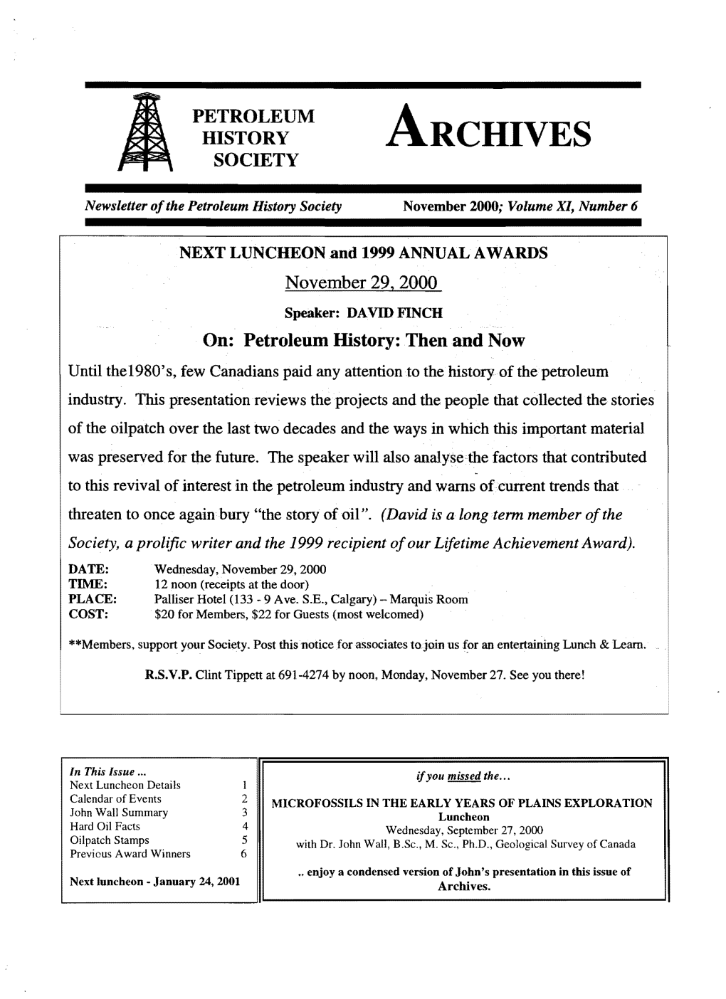Archives Newsletter November 2000