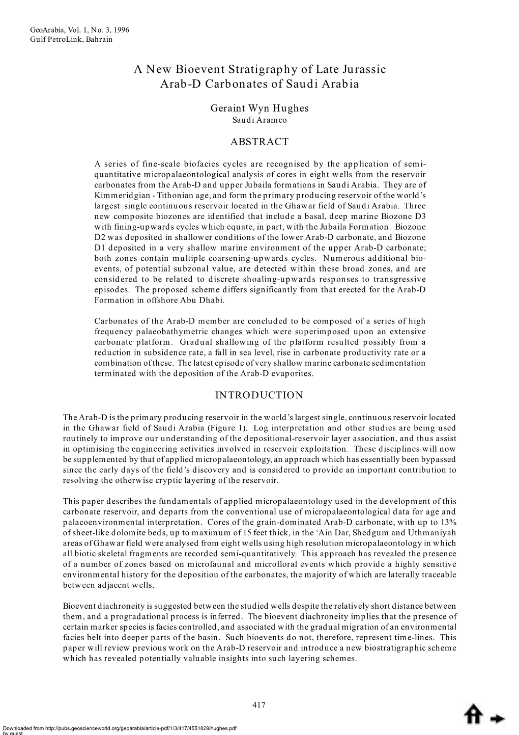 A New Bioevent Stratigraphy of Late Jurassic Arab-D Carbonates of Saudi Arabia