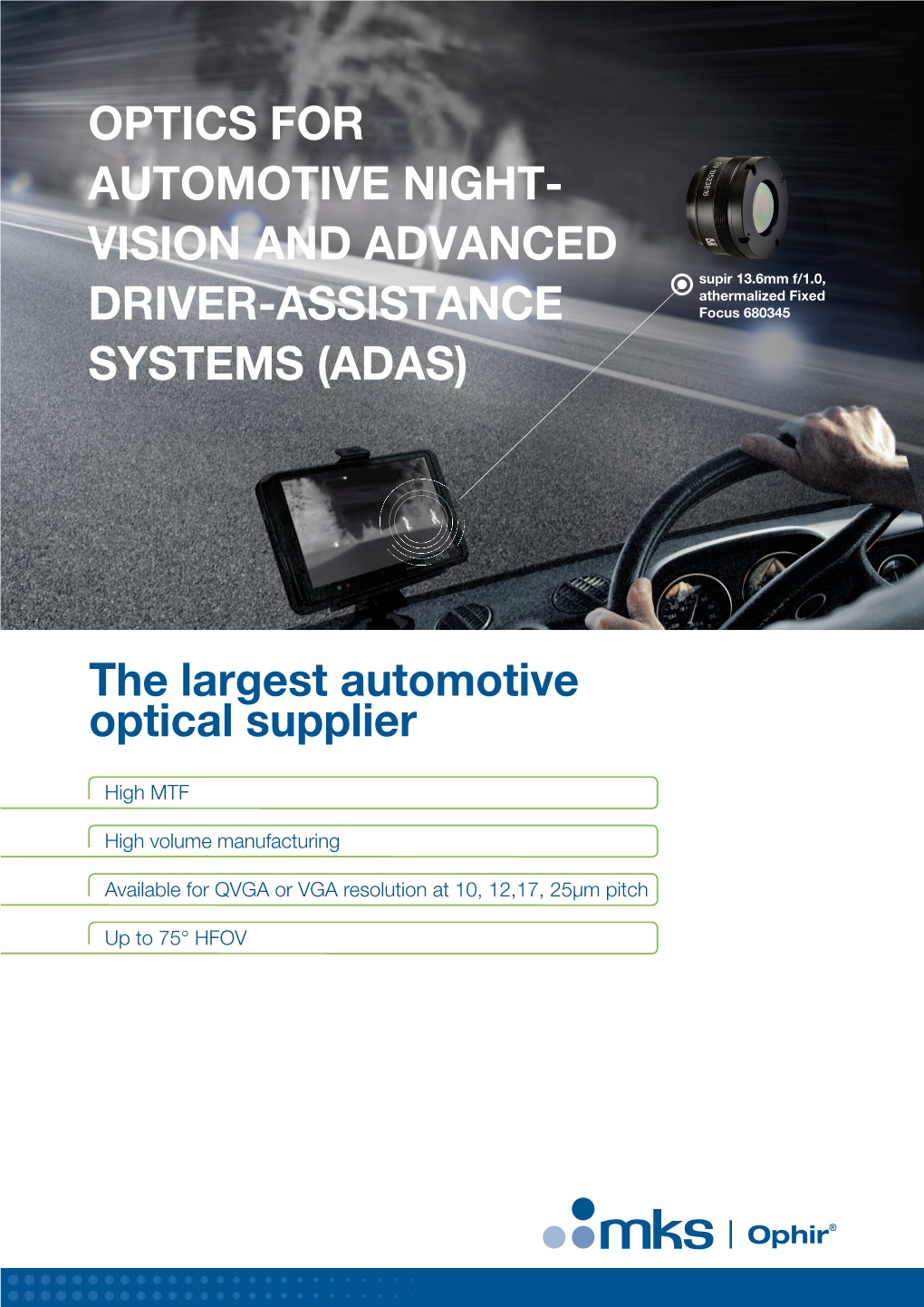 Optics for Automotive Night- Vision and Advanced Supir 13.6Mm F/1.0, Athermalized Fixed Driver-Assistance Focus 680345 Systems (ADAS)