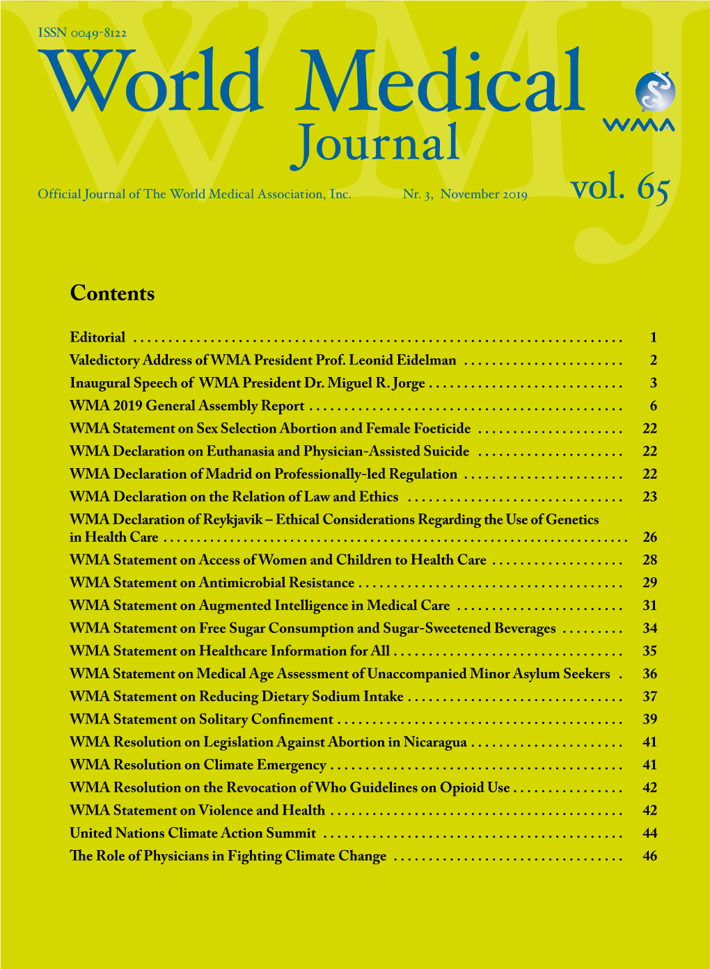 World Medical Journal Official Journal of the World Medical Association, Inc