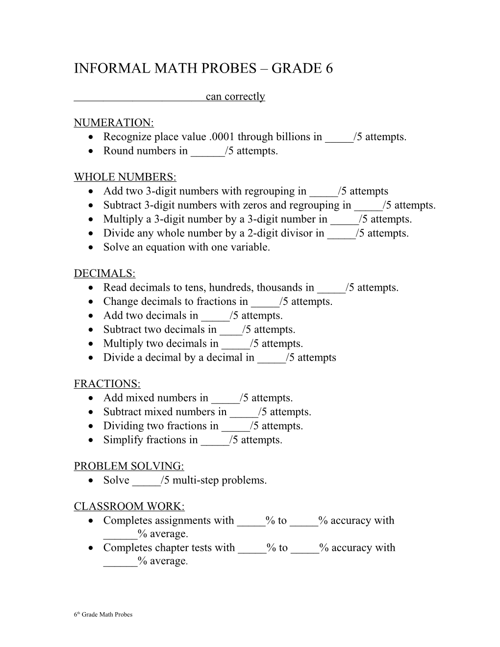 Informal Math Probes Grade 4 s1