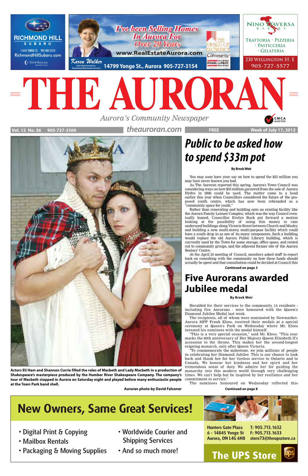 The Auroran Reported This Spring, Aurora's Town Council Was Considering Ways on How $33 Million Garnered from the Sale of Aurora Hydro in 2006 Could Be Used