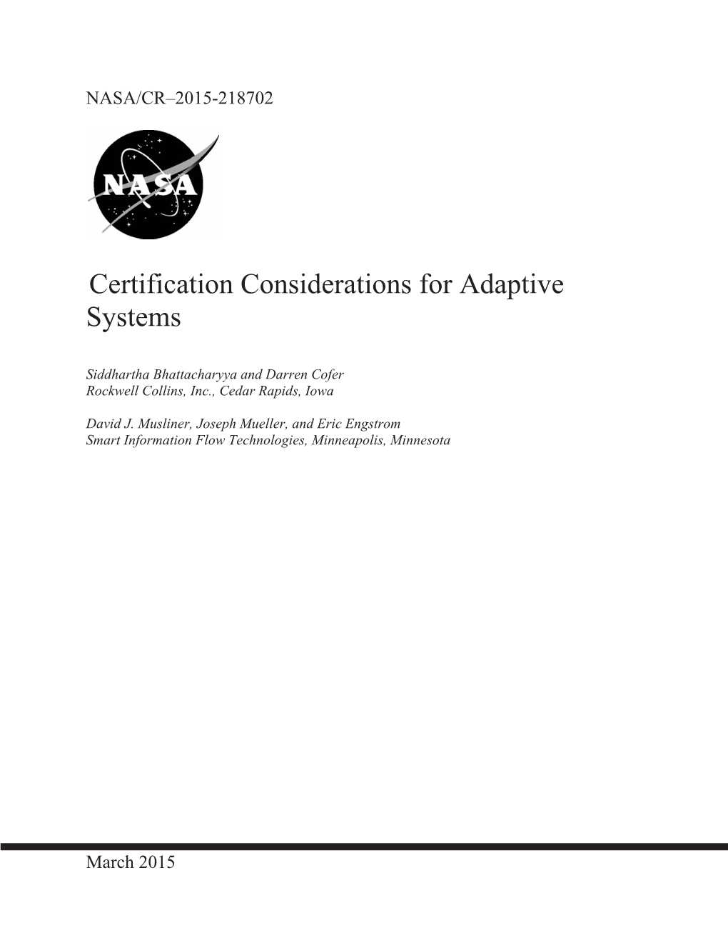 Certification Considerations for Adaptive Systems