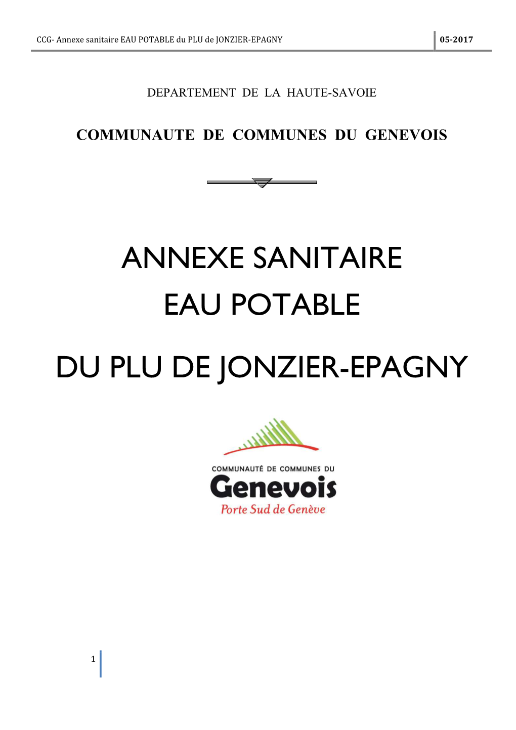 Annexe Sanitaire EAU POTABLE Du PLU De JONZIER-EPAGNY 05-2017