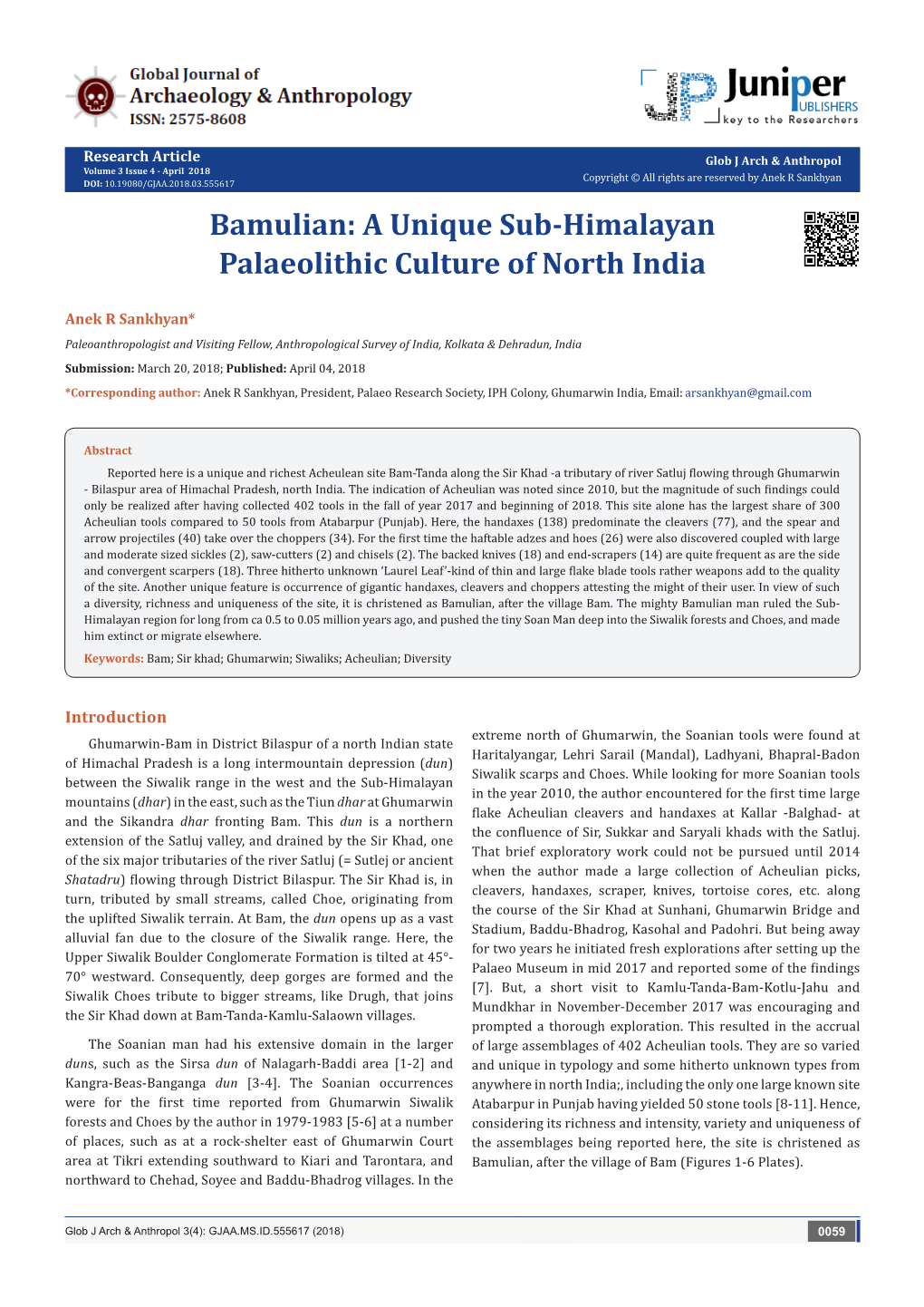 Bamulian: a Unique Sub-Himalayan Palaeolithic Culture of North India