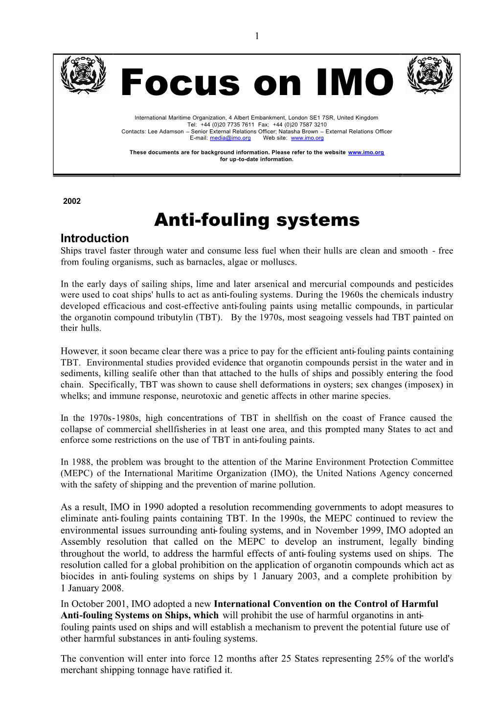 Anti-Fouling Systems