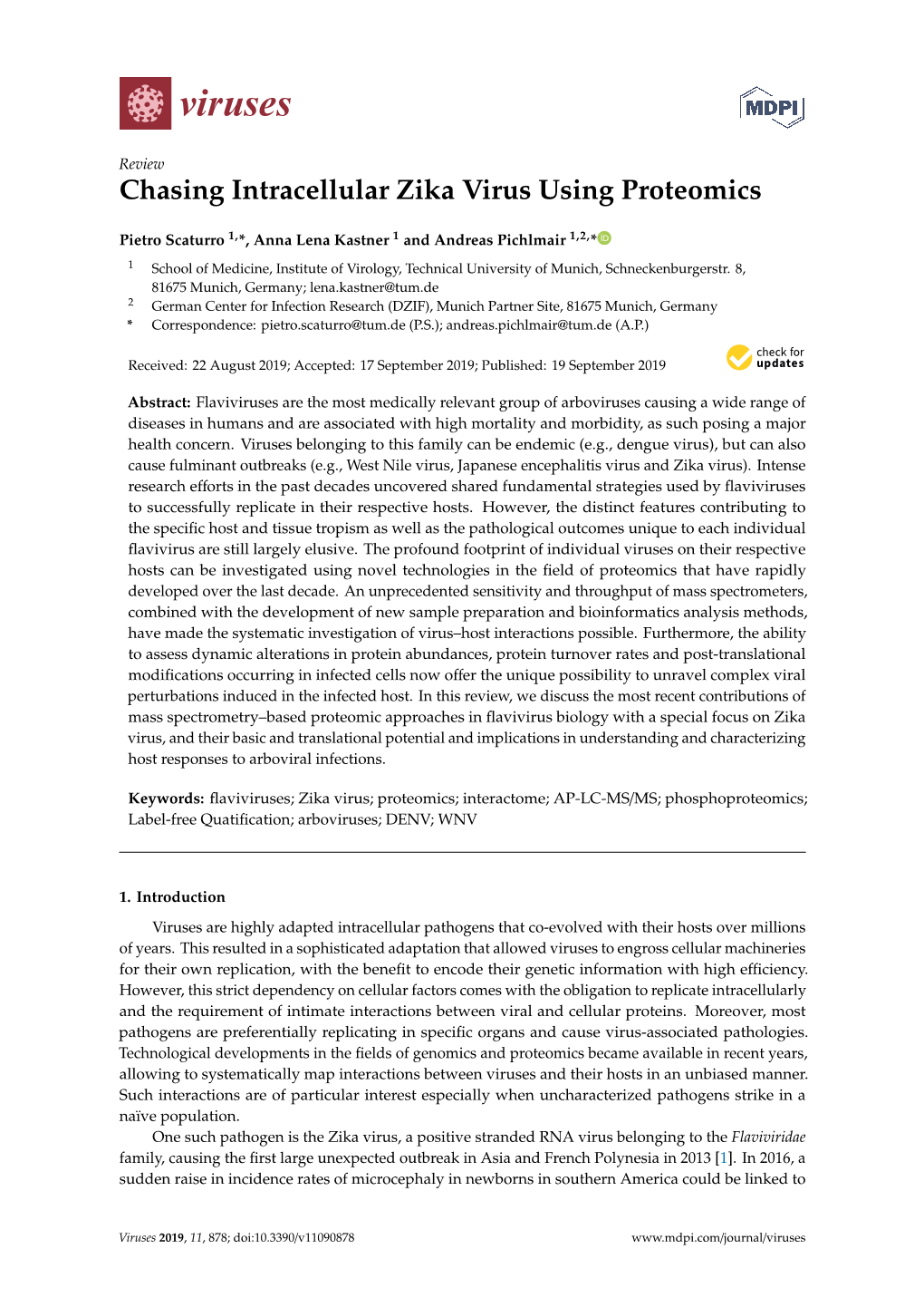 Chasing Intracellular Zika Virus Using Proteomics