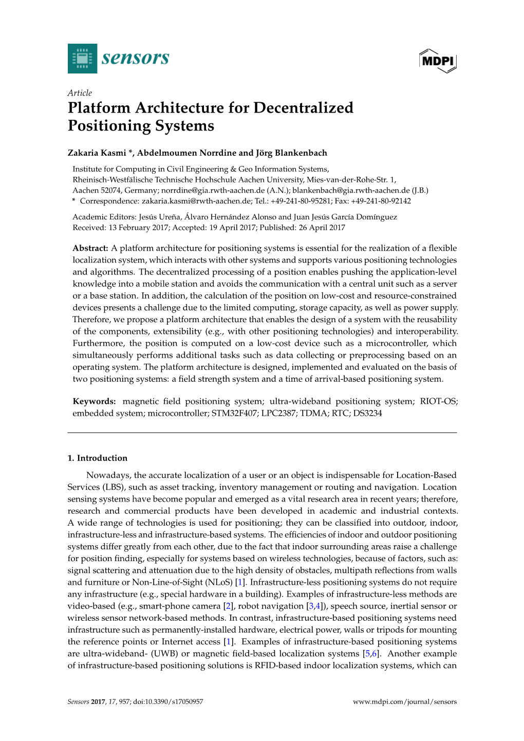 Platform Architecture for Decentralized Positioning Systems