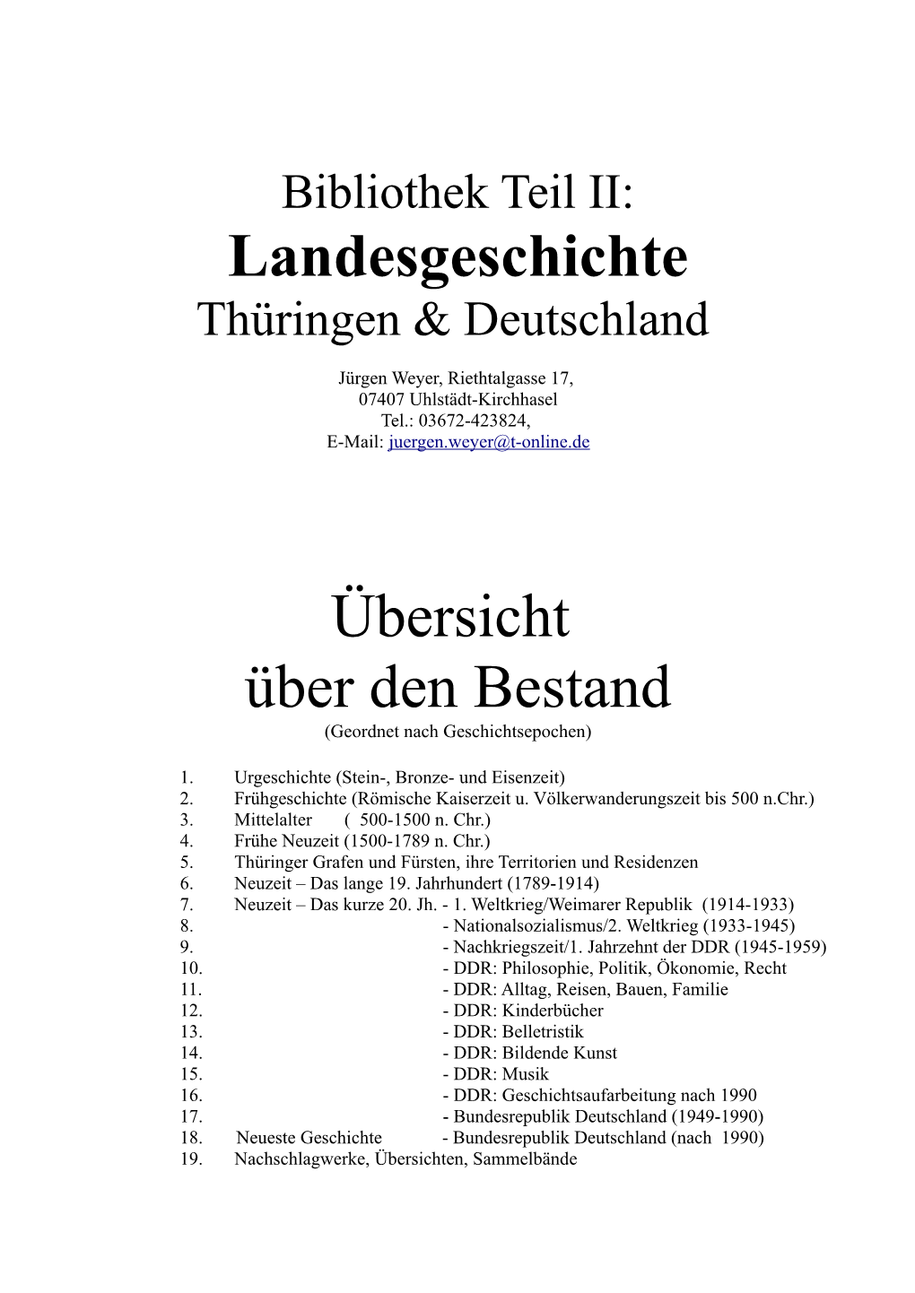 Landesgeschichte Übersicht Über Den Bestand