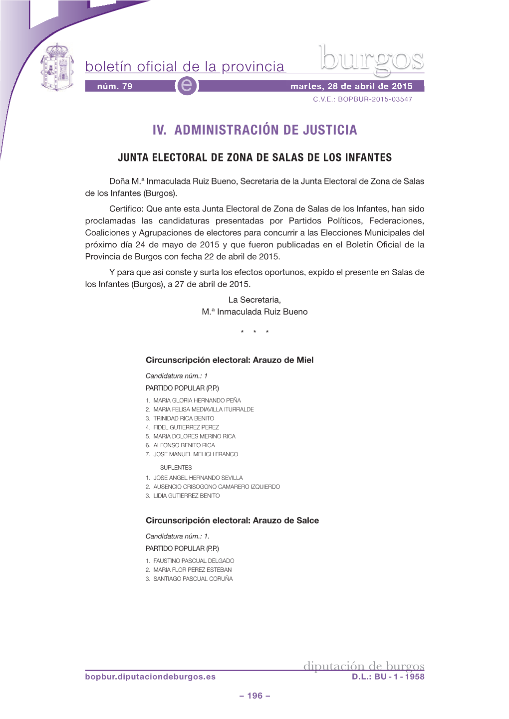 Junta Electoral De Zona De Salas De Los Infantes