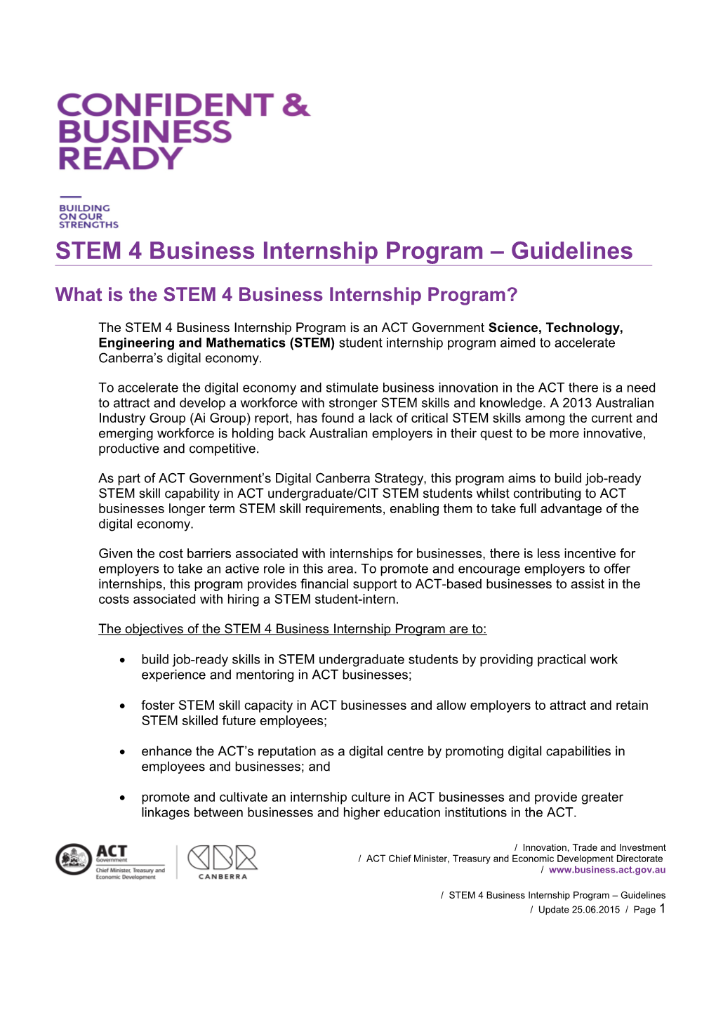 STEM 4 Business Internship Guidelines