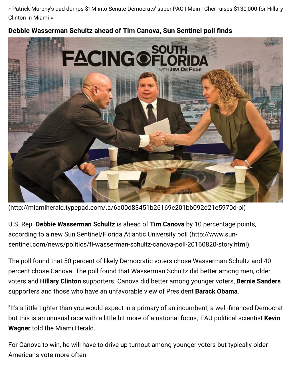 Debbie Wasserman Schultz Ahead of Tim Canova, Sun Sentinel Poll Finds