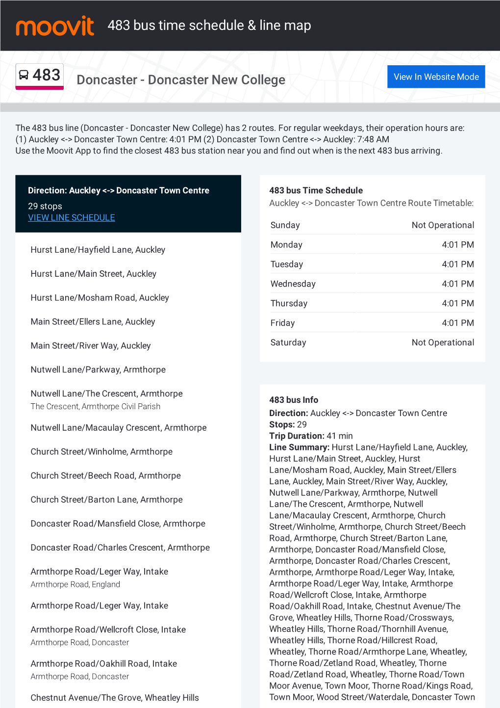 483 Bus Time Schedule & Line Route