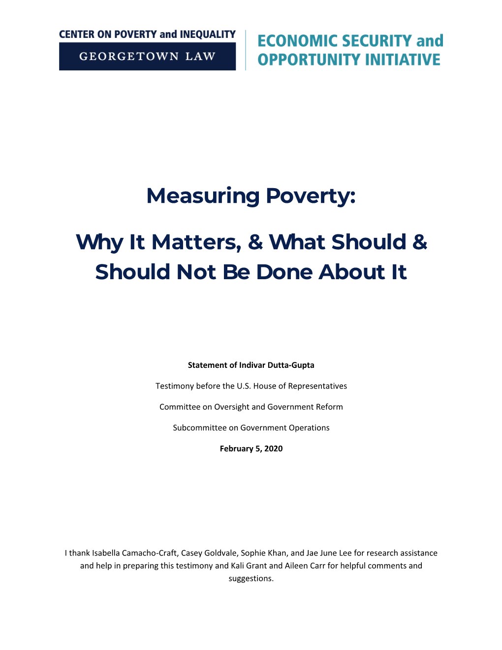 Measuring Poverty