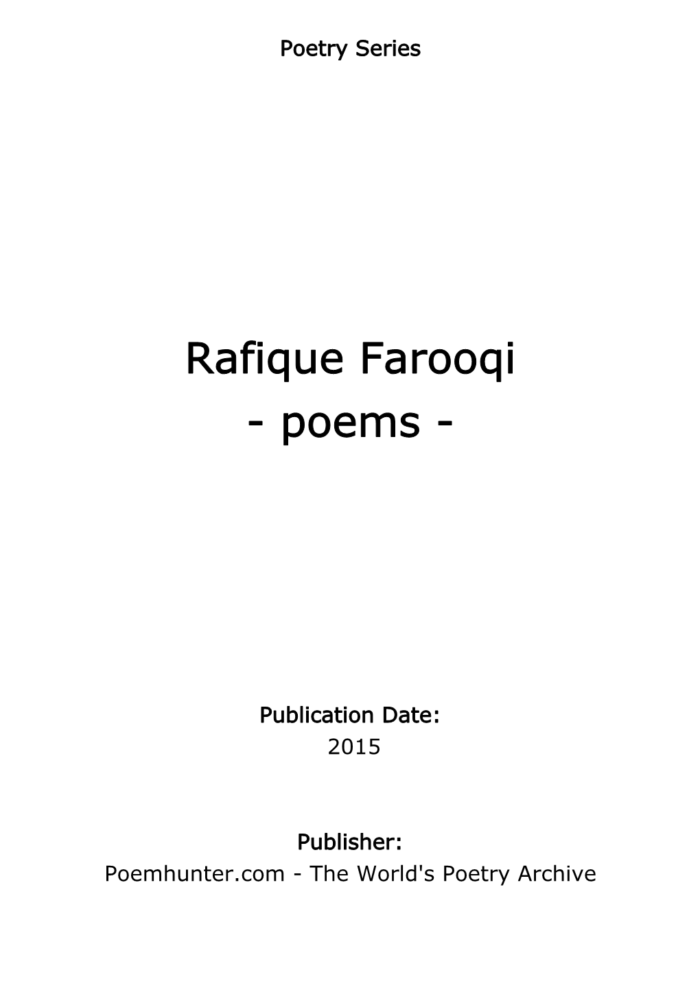 Rafique Farooqi - Poems