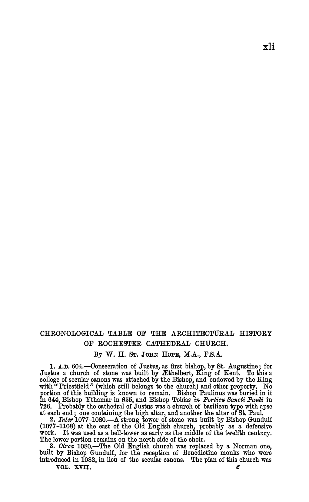 (Extract) Chronological Table of the Architectural History