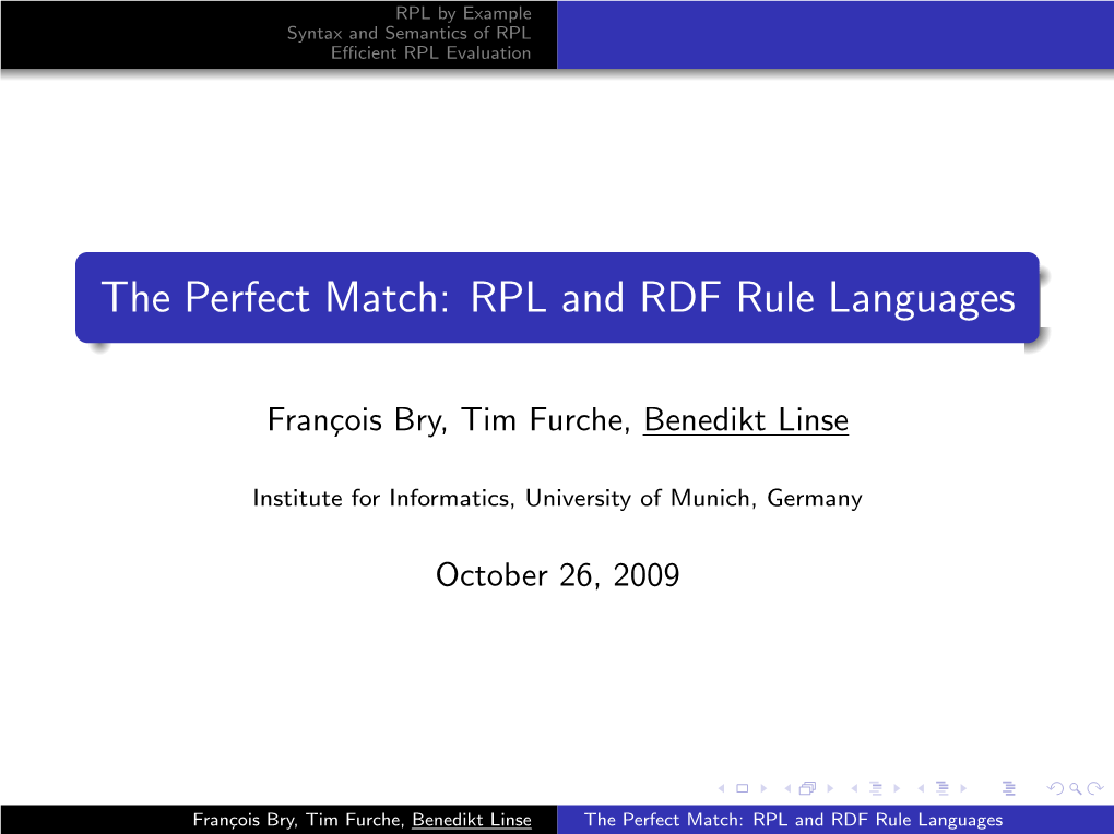 RPL and RDF Rule Languages