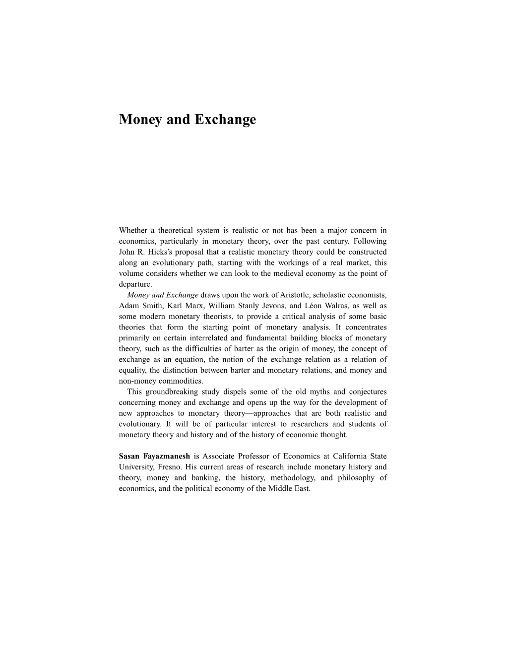 Money and Exchange