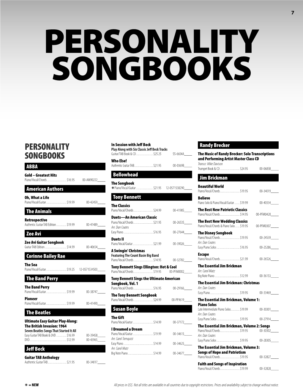 Personality Songbooks