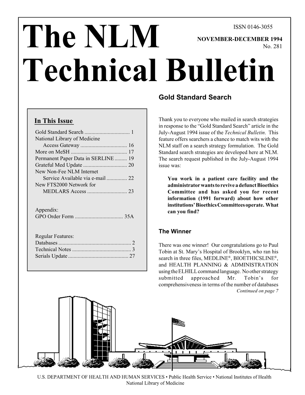 NLM Technical Bulletin, November-December 1994