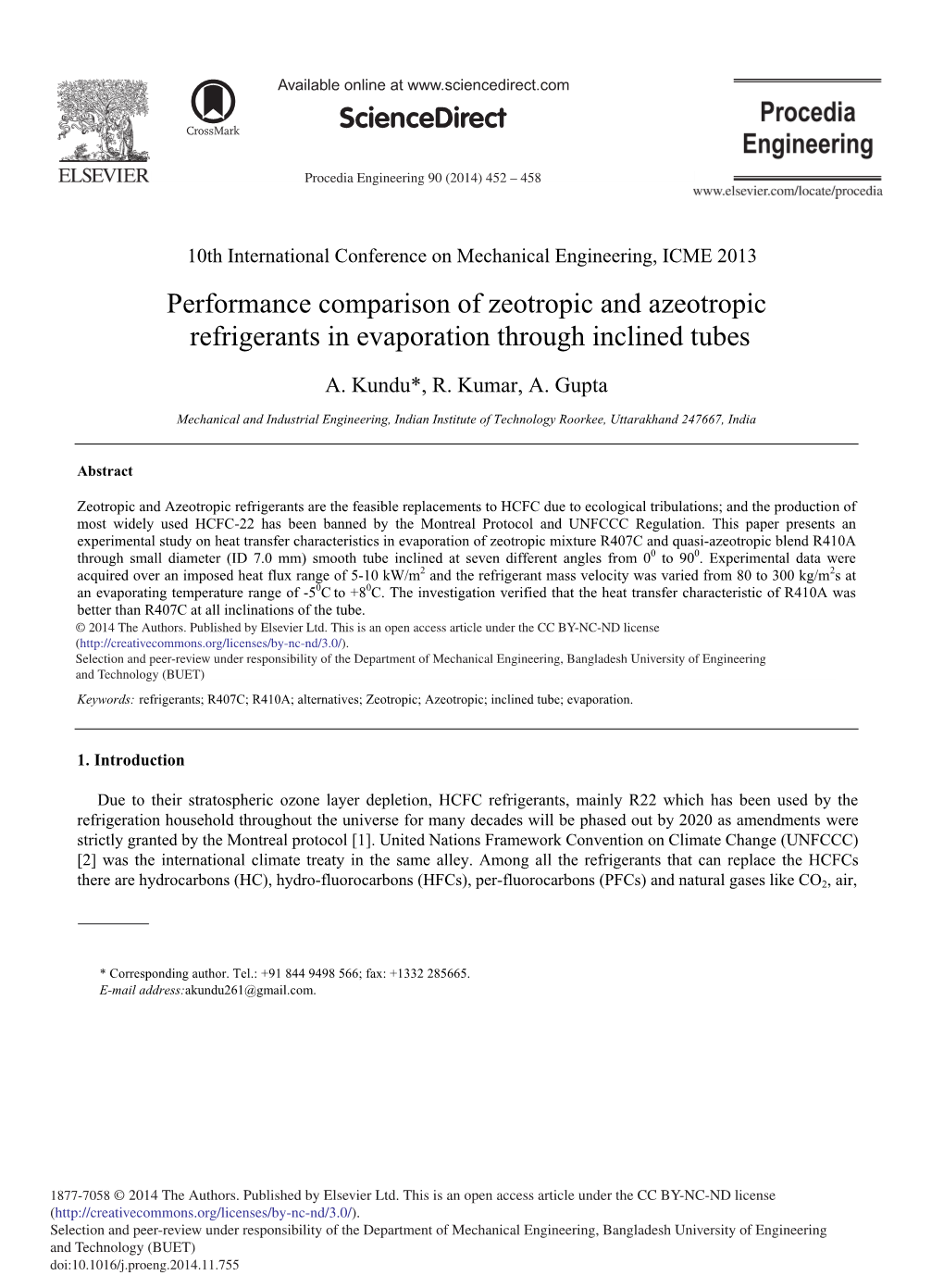 Performance Comparison of Zeotropic and Azeotropic Refrigerants in Evaporation Through Inclined Tubes