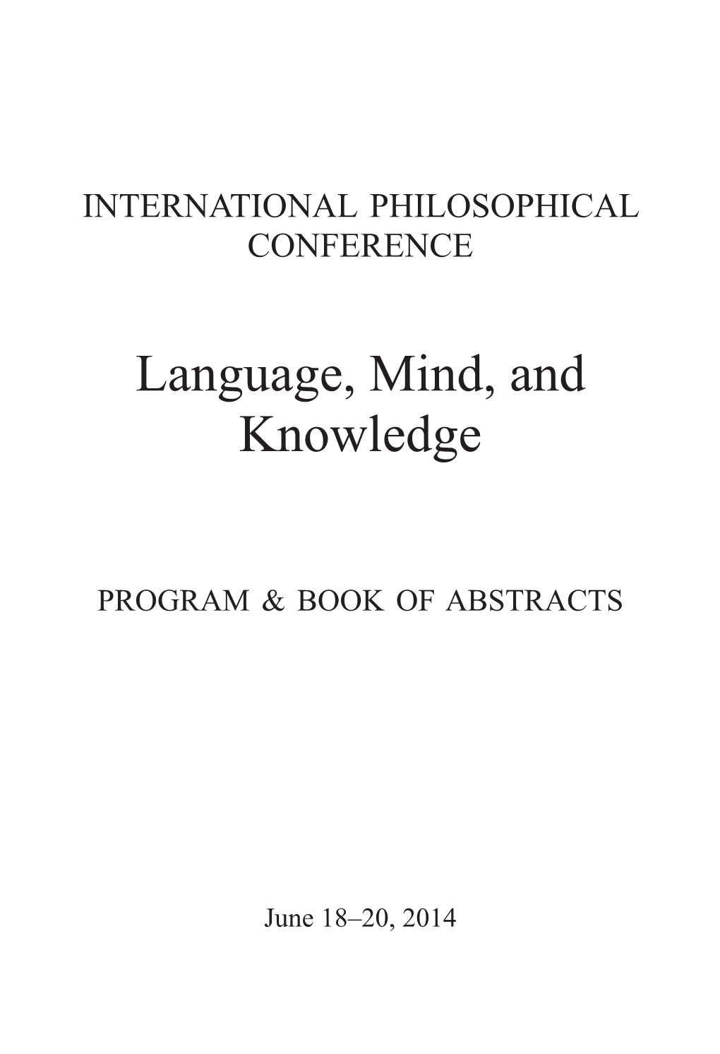 Language, Mind, and Knowledge