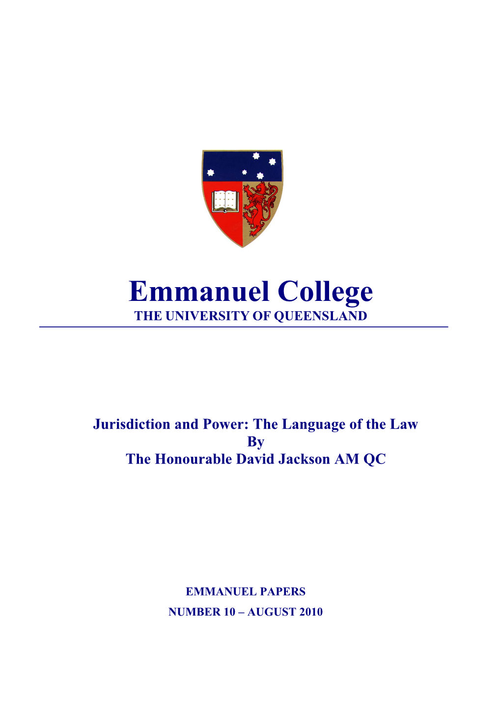 Jurisdiction and Power: the Language of the Law by the Honourable David Jackson AM QC