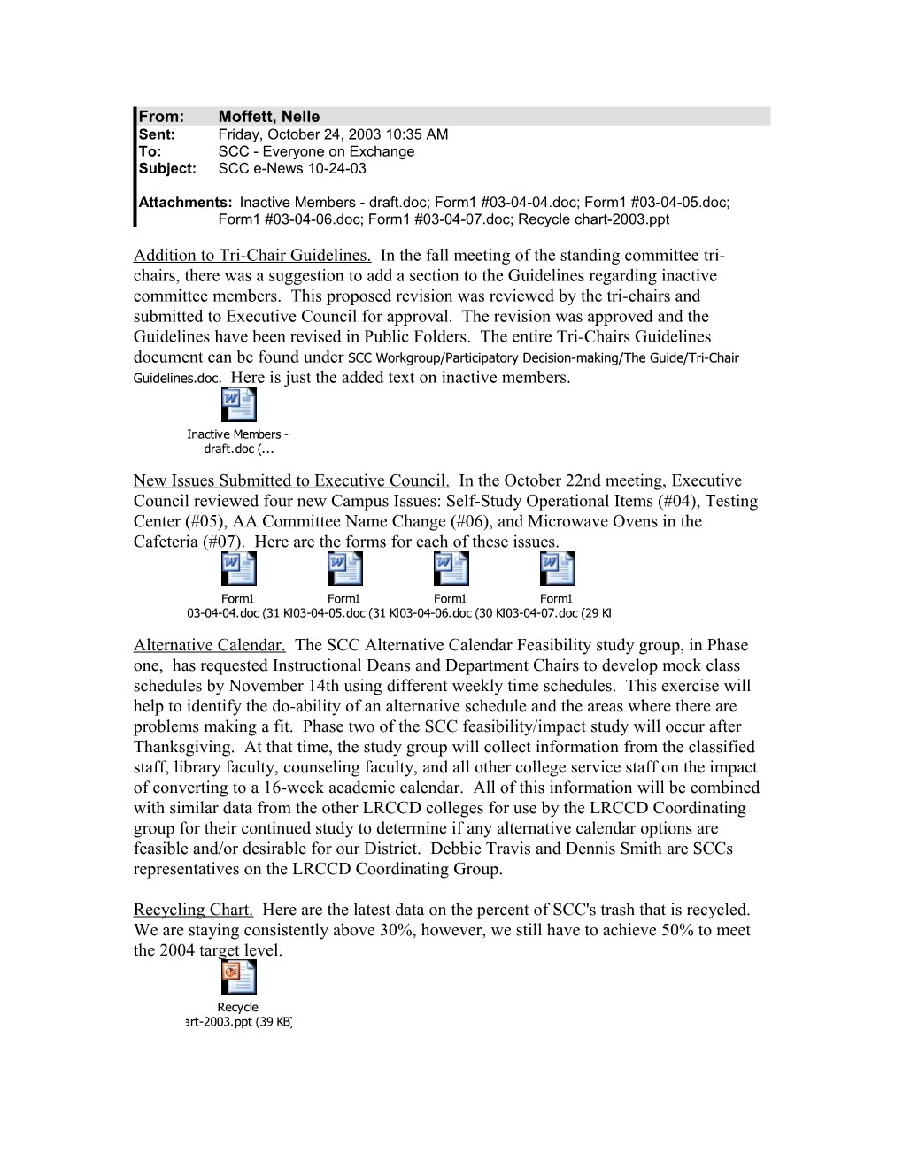 Addition to Tri-Chair Guidelines