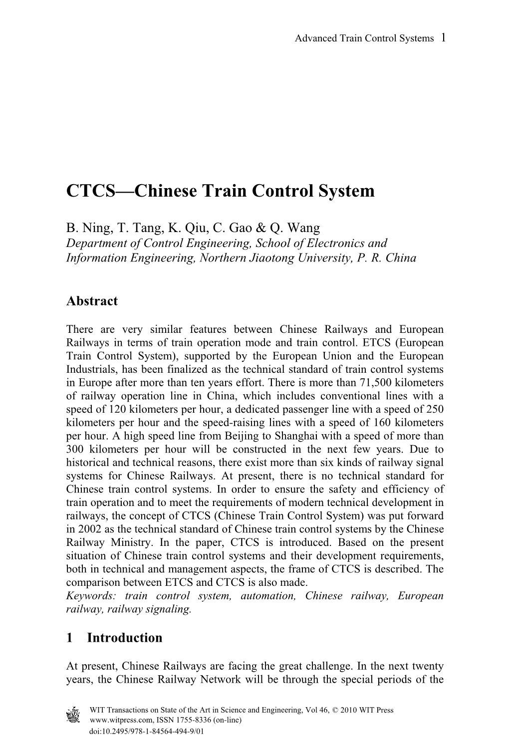 CTCS—Chinese Train Control System