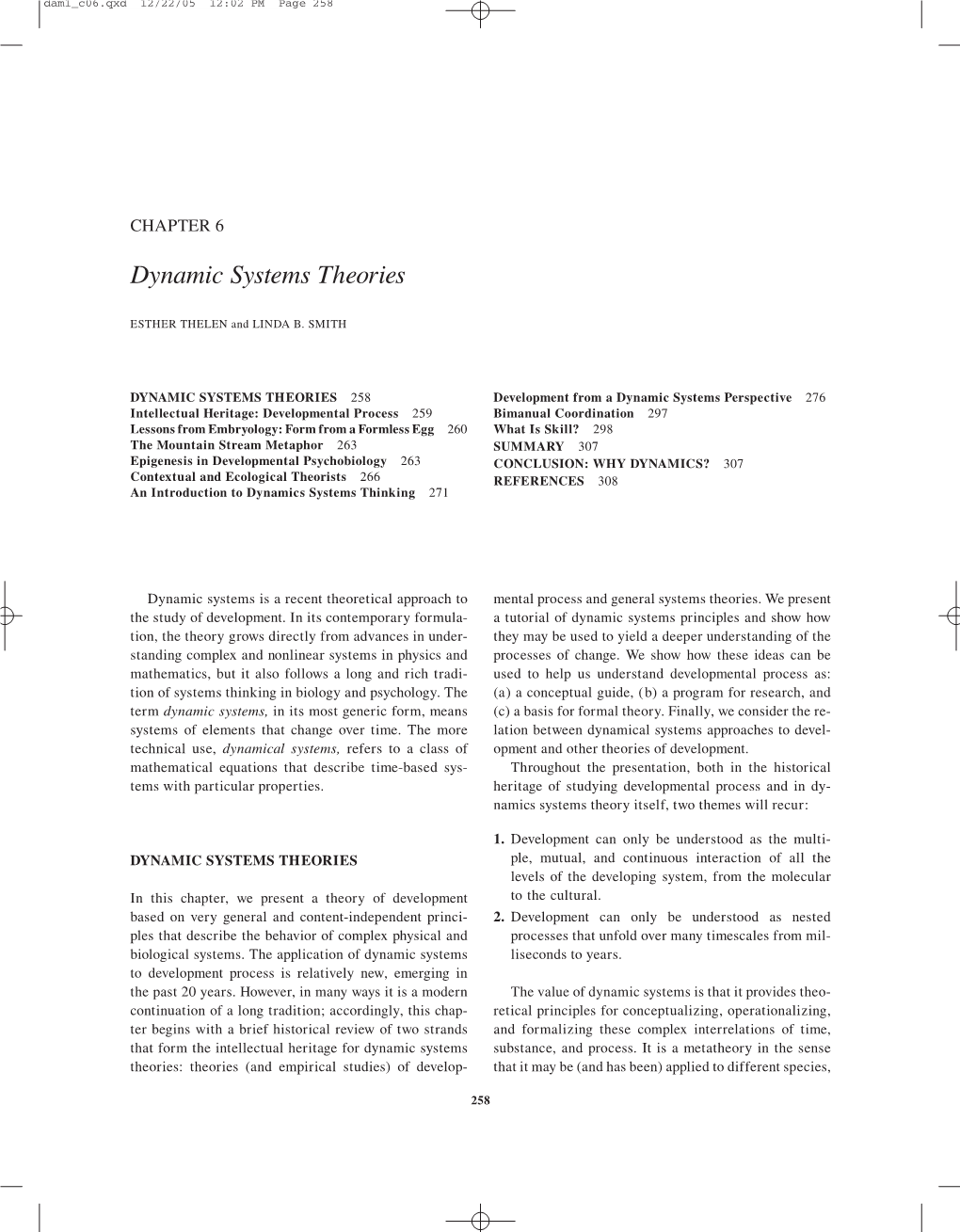 Dynamic Systems Theories