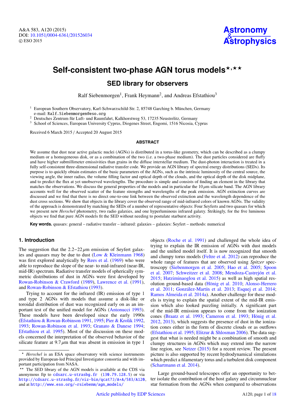 Self-Consistent Two-Phase AGN Torus Models⋆⋆⋆
