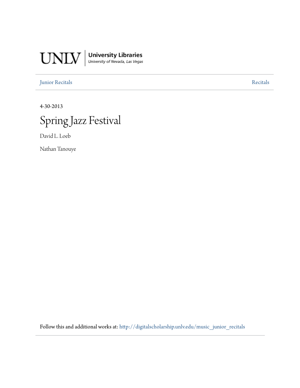 Spring Jazz Festival David L
