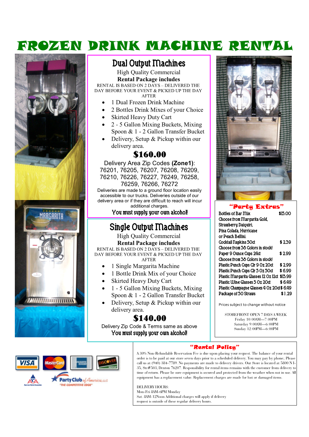 Frozen Drink Machine Rental