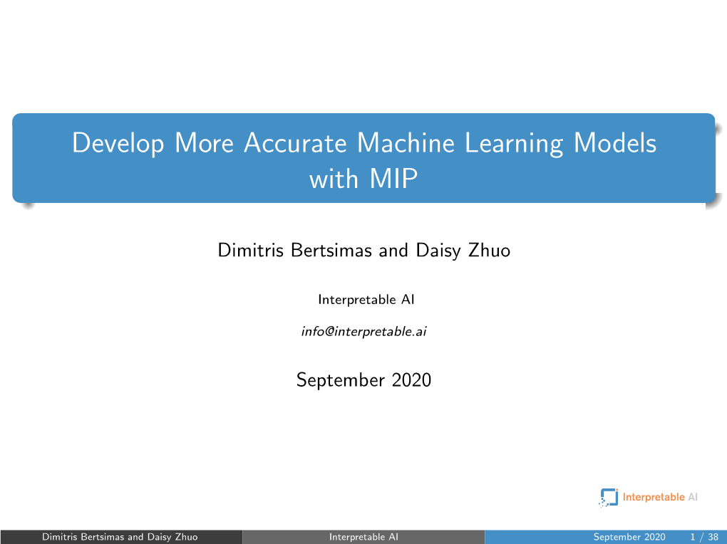 Develop More Accurate Machine Learning Models with MIP