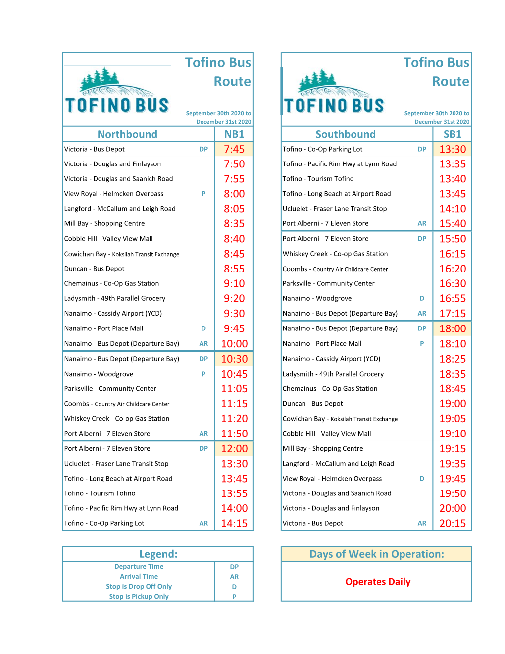 Tofino Bus Route Route