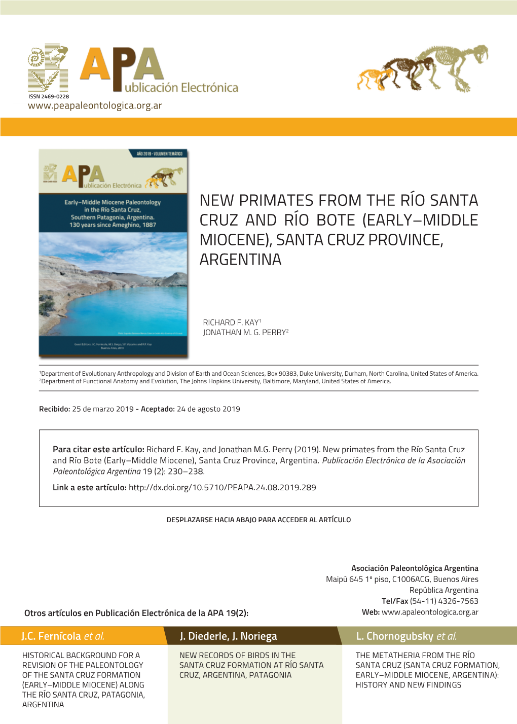 New Primates from the Río Santa Cruz and Río Bote (Early–Middle Miocene), Santa Cruz Province, Argentina