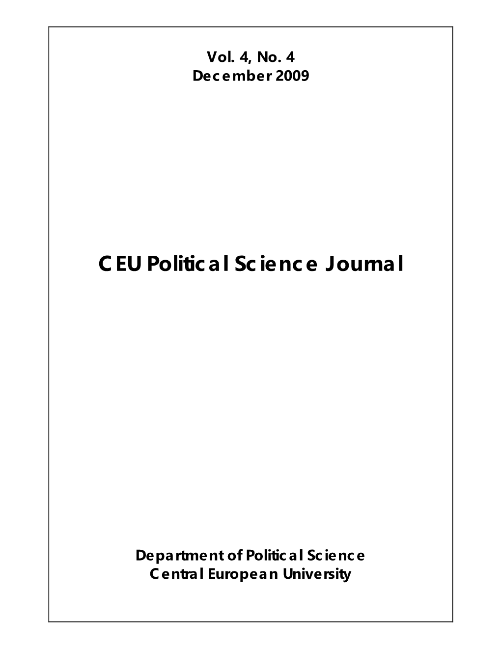 CEU Political Science Journal