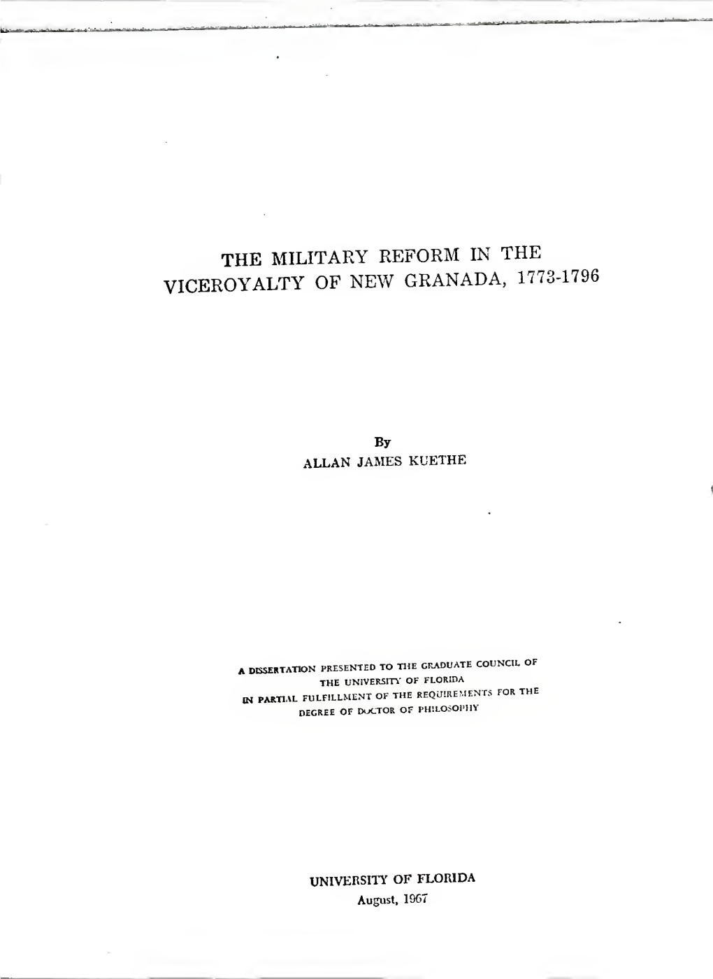 Military Reform in the Viceroyalty of New Granada, 1773-1796