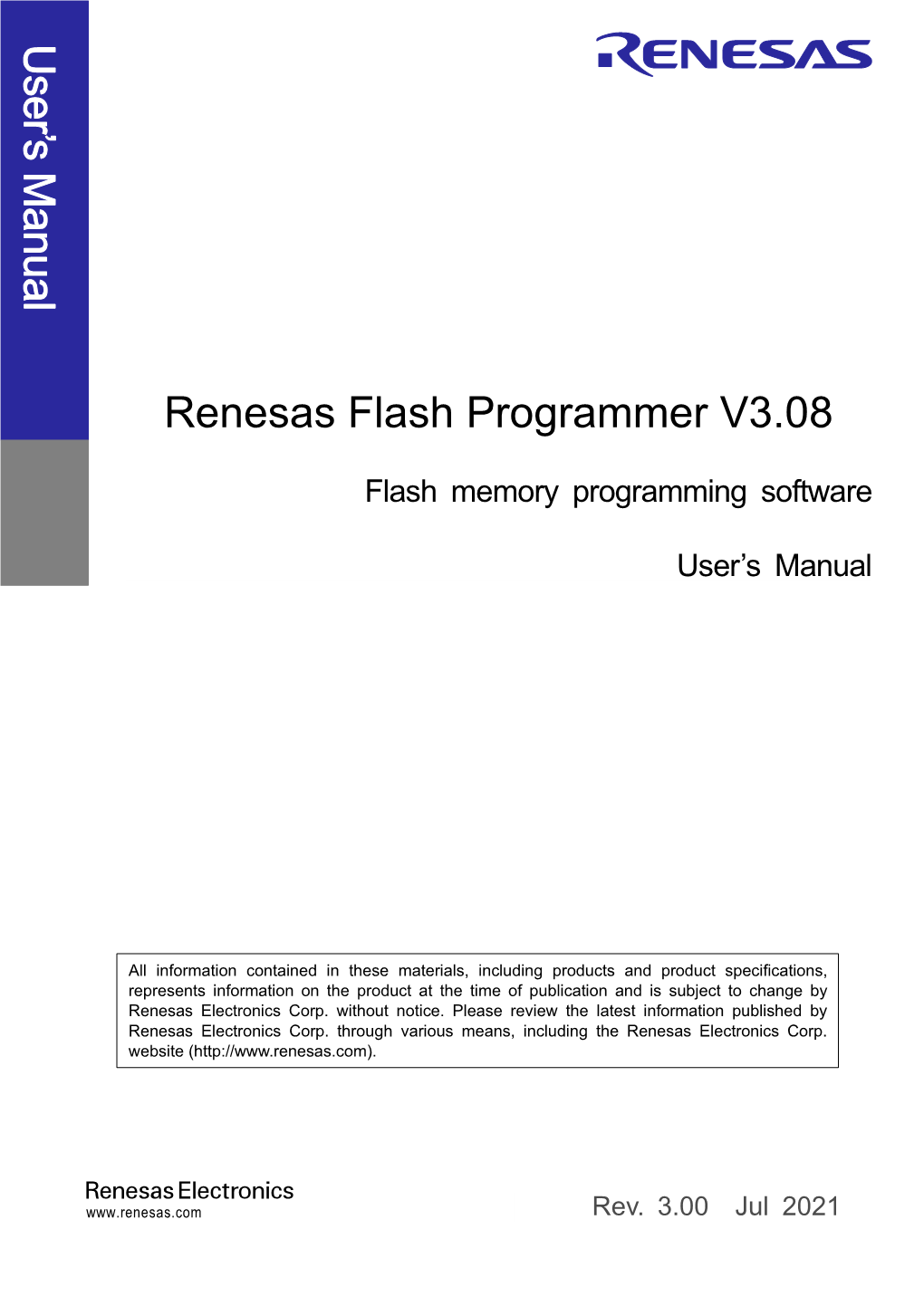 Flash Memory Programming Software User's Manual