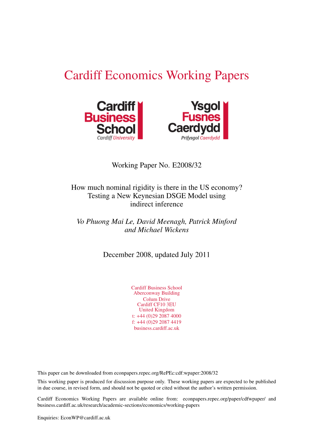Cardiff Economics Working Papers